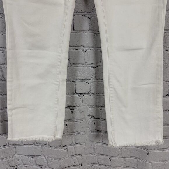 AYR The Bomb Pop Jeans Fray Hem High Rise Crop Stretch Womens 30 Magnolia White - Picture 9 of 14